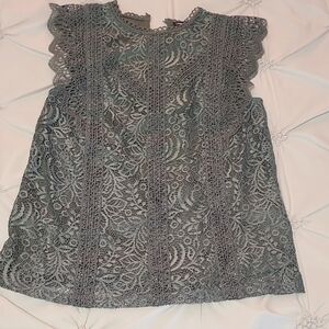 Cable & Gauge Lace Blouse - Olive GREEN y